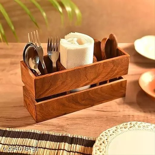 Wooden Cutlery Holder | Desk Organizer | Cutlery Stand | Pen & Pencil Stand | Table Storage Organizer | Spoons Holder | For Home , Kitchen & Office |