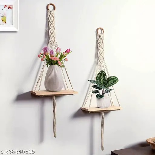 Home Decors Macrame Wall Hanging Shelf (Pack Of 02)