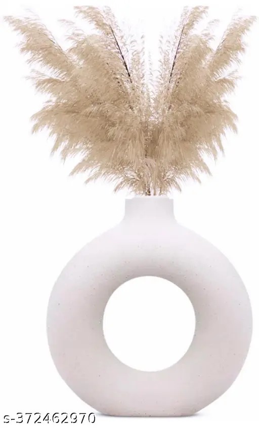 ceramic ring vase/ donut vase white(pack of 1) 6 inch